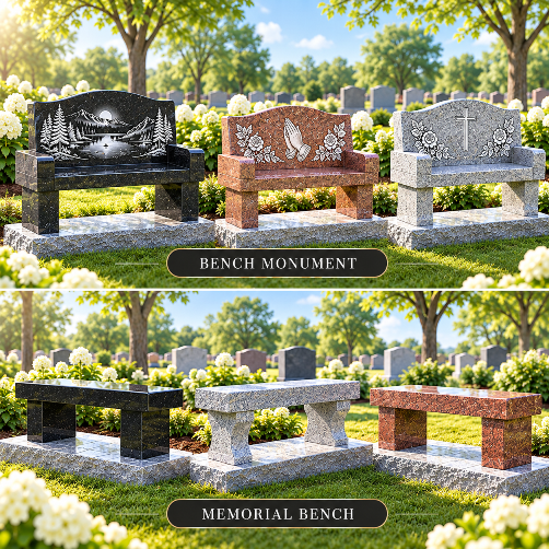 Bench Monument | Cemetery Bench Headstone